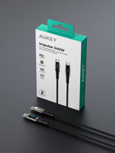 Load image into Gallery viewer, Aukey CB-DCC244 Impulse 240W 2m Fast Charging Fast Data Transfer DTY Braided USB-C to USB-C Cable with Built in LCD Display