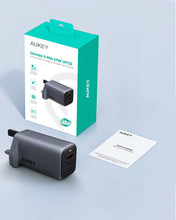 Load image into Gallery viewer, Aukey PA-B6U Omnia II Mix 67W UFCS 3-Port Wall Charger with GaNFast Tech - Gray