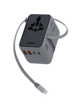 Load image into Gallery viewer, Aukey PA-TA13 Globe Reel 45W GaN Universal Adapter with Retractable Cable