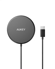 Load image into Gallery viewer, Aukey LC-A1S Snap On 15W Qi-Compatible Fast Wireless Charging Wire (USB-C) Magsafe Compatible
