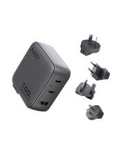 Load image into Gallery viewer, Aukey PA-B9 Nova PinS 100W GaN Wall Charger Smart Display EU UK US TH Interchangeable Plugs
