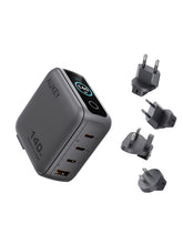 Load image into Gallery viewer, Aukey PA-B10U 140W GaN Wall Charger Smart Display EU UK US TH Interchangeable Plugs
