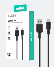 Load image into Gallery viewer, Aukey CB-DAC03 15W Circlet AC 1m DTY Braided Fast Charging Fast Data Transfer USB-A to USB-C Cable
