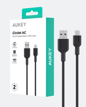 Load image into Gallery viewer, Aukey CB-DAC04 15W Circlet AC 1.8m DTY Braided Fast Charging Fast Data Transfer USB-A to USB-C Cable
