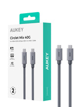 Load image into Gallery viewer, Aukey CB-DCC401 Circlet Mix 240W 40G 1m USB4 GEN3 40Gbps USB-C to USB-C Cable
