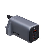 Load image into Gallery viewer, Aukey PA-B6U Omnia II Mix 67W UFCS 3-Port Wall Charger with GaNFast Tech - Gray
