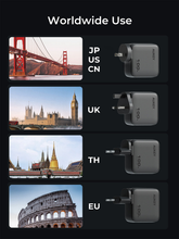 Load image into Gallery viewer, Aukey PA-B9 Nova PinS 100W GaN Wall Charger Smart Display EU UK US TH Interchangeable Plugs
