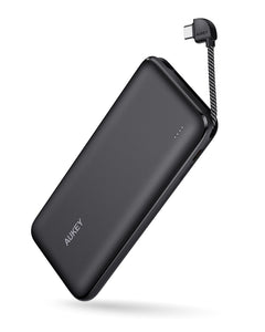 PB-N73C 10,000mAh 18W With Built-In USB-C Cable Ultra Thin Portable Charger 2-Port PD Fast Charge