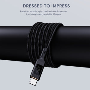 Aukey CB-MCC101/CB-MCC102 100W Nylon Braided USB C to C Cable with LCD Display (1/1.8m)