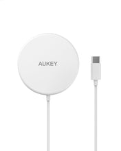 Load image into Gallery viewer, Aukey LC-A1S Snap On 15W Qi-Compatible Fast Wireless Charging Wire (USB-C) Magsafe Compatible